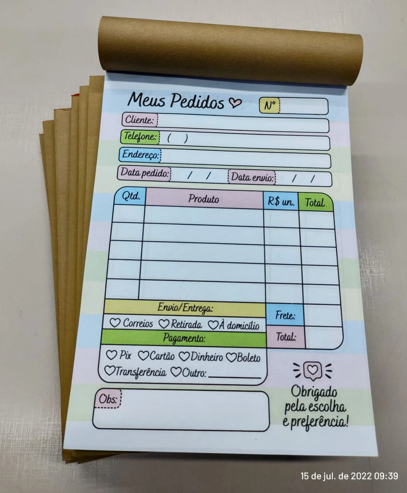 Talões personalizados produzidos pela FF Personalizações