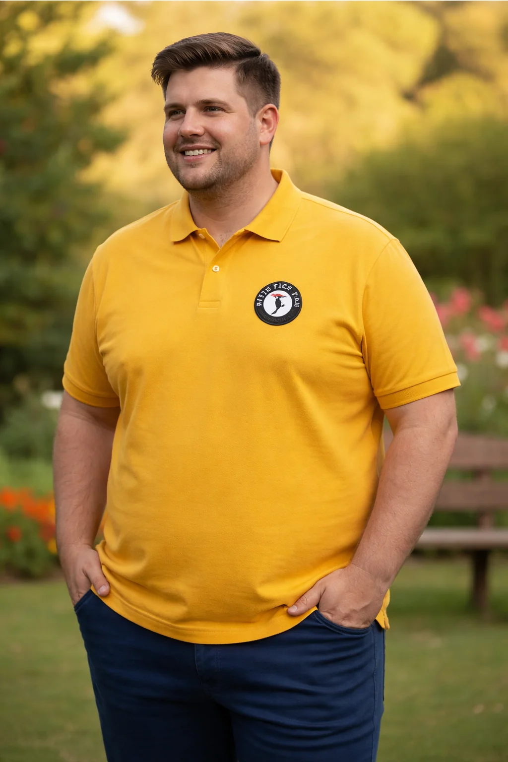 Polo amarela personalizada com bordado