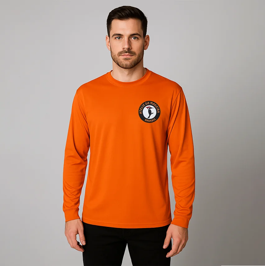 Camiseta laranja de manga longa personalizada
